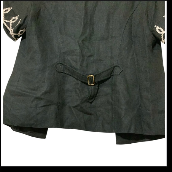 Vintage Spenser Jeremy Women’s Embellished Short Sleeve Linen Black Jacket Sz 12 - Picture 6 of 7